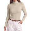 image:imageANRABESS Womens Long Sleeve Turtleneck Shirts Fall Ribbed Fitted TopsAlmond