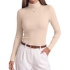 image:imageANRABESS Womens Long Sleeve Turtleneck Shirts Fall Ribbed Fitted TopsApricot