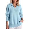 image:imageANRABESS Womens Oversized Quarter Zip Pullover SweatersLight Blue