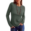 image:imageANRABESS Womens Waffle Knit Tops Fall Long Sleeve Slim Fitted ShirtsArmy Green