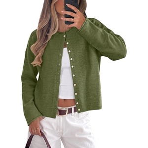 image:imageANRABESS Women Button Down Long Sleeve Roll Neck Cardigan SweaterArmy Green