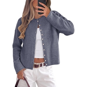 image:imageANRABESS Women Button Down Long Sleeve Roll Neck Cardigan SweaterDark Grey