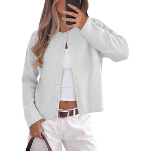 image:imageANRABESS Women Button Down Long Sleeve Roll Neck Cardigan SweaterLight Grey