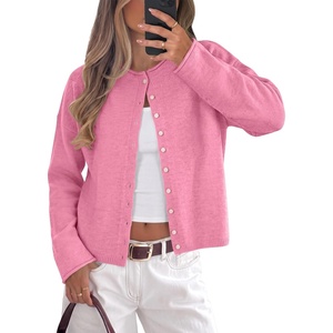 image:imageANRABESS Women Button Down Long Sleeve Roll Neck Cardigan SweaterPink