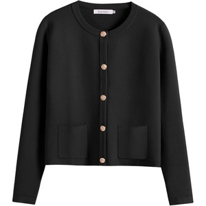 image:imageANRABESS Womens Button Down Cropped Striped Cardigan SweatersBlack