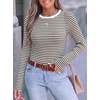 image:imageANRABESS Women Long Sleeve Shirts Ribbed Fitted TopsBrown Striped