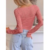 image:imageANRABESS Womens Long Sleeve Shirts Lace Scoop Neck TopsCoral Pink