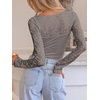 image:imageANRABESS Womens Long Sleeve Shirts Lace Scoop Neck TopsDark Khaki