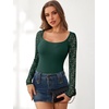 image:imageANRABESS Womens Long Sleeve Shirts Lace Scoop Neck TopsDeep Green