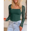 image:imageANRABESS Womens Long Sleeve Shirts Lace Scoop Neck TopsDeep Green