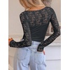image:imageANRABESS Womens Long Sleeve Shirts Lace Scoop Neck TopsDeep Grey