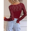 image:imageANRABESS Womens Long Sleeve Shirts Lace Scoop Neck TopsDeep Red
