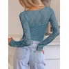 image:imageANRABESS Womens Long Sleeve Shirts Lace Scoop Neck TopsGrey Blue