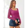 image:imageANRABESS Womens Long Sleeve Shirts Lace Scoop Neck TopsHot Pink