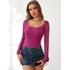 image:imageANRABESS Womens Long Sleeve Shirts Lace Scoop Neck TopsHot Pink