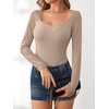 image:imageANRABESS Womens Long Sleeve Shirts Lace Scoop Neck TopsLight Camel