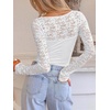 image:imageANRABESS Womens Long Sleeve Shirts Lace Scoop Neck TopsWhite