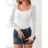 image:imageANRABESS Womens Long Sleeve Shirts Lace Scoop Neck TopsWhite