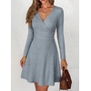 image:imageANRABESS Womens Long Sleeve V Neck Fall Short Sweater DressBlue