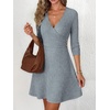 image:imageANRABESS Womens Long Sleeve V Neck Fall Short Sweater DressBlue