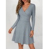 image:imageANRABESS Womens Long Sleeve V Neck Fall Short Sweater DressBlue