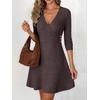 image:imageANRABESS Womens Long Sleeve V Neck Fall Short Sweater DressChocolate Brown