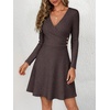 image:imageANRABESS Womens Long Sleeve V Neck Fall Short Sweater DressChocolate Brown