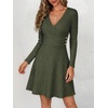 image:imageANRABESS Womens Long Sleeve V Neck Fall Short Sweater DressDeep Green