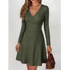 image:imageANRABESS Womens Long Sleeve V Neck Fall Short Sweater DressDeep Green