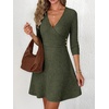 image:imageANRABESS Womens Long Sleeve V Neck Fall Short Sweater DressDeep Green