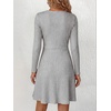 image:imageANRABESS Womens Long Sleeve V Neck Fall Short Sweater DressGrey