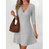image:imageANRABESS Womens Long Sleeve V Neck Fall Short Sweater DressGrey
