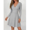 image:imageANRABESS Womens Long Sleeve V Neck Fall Short Sweater DressGrey