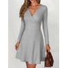 image:imageANRABESS Womens Long Sleeve V Neck Fall Short Sweater DressGrey