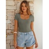 image:imageANRABESS Bodysuits for Women Summer Short Sleeve Scoop Neck TopsArmy Green