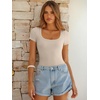 image:imageANRABESS Bodysuits for Women Summer Short Sleeve Scoop Neck TopsBeige
