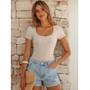 image:imageANRABESS Bodysuits for Women Summer Short Sleeve Scoop Neck TopsBeige