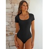 image:imageANRABESS Bodysuits for Women Summer Short Sleeve Scoop Neck TopsBlack