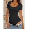 image:imageANRABESS Bodysuits for Women Summer Short Sleeve Scoop Neck TopsBlack