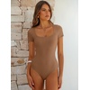 image:imageANRABESS Bodysuits for Women Summer Short Sleeve Scoop Neck TopsBronze