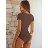 image:imageANRABESS Bodysuits for Women Summer Short Sleeve Scoop Neck TopsCoffee