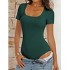 image:imageANRABESS Bodysuits for Women Summer Short Sleeve Scoop Neck TopsDeep Green