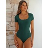 image:imageANRABESS Bodysuits for Women Summer Short Sleeve Scoop Neck TopsDeep Green