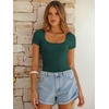 image:imageANRABESS Bodysuits for Women Summer Short Sleeve Scoop Neck TopsDeep Green