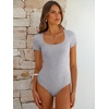 image:imageANRABESS Bodysuits for Women Summer Short Sleeve Scoop Neck TopsGrey