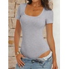 image:imageANRABESS Bodysuits for Women Summer Short Sleeve Scoop Neck TopsGrey