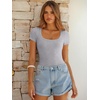 image:imageANRABESS Bodysuits for Women Summer Short Sleeve Scoop Neck TopsGrey