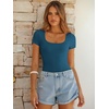 image:imageANRABESS Bodysuits for Women Summer Short Sleeve Scoop Neck TopsIndigo