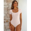 image:imageANRABESS Bodysuits for Women Summer Short Sleeve Scoop Neck TopsLight Beige