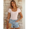 image:imageANRABESS Bodysuits for Women Summer Short Sleeve Scoop Neck TopsLight Beige